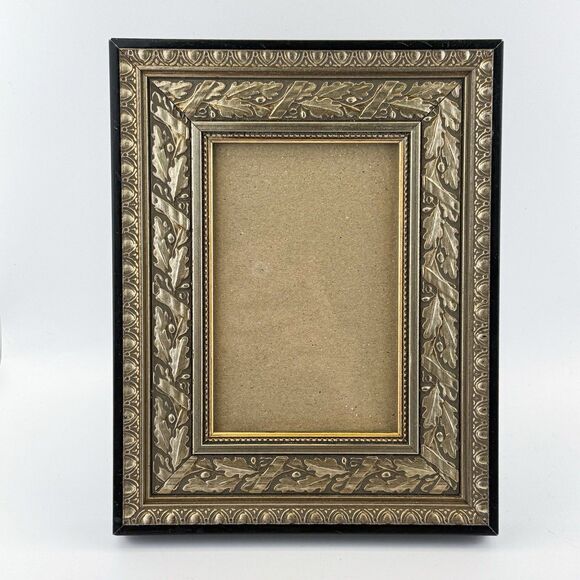 Vintage Ornate Wood Bronze Gold Oak Leaf Design Picture Frame Fits 4x6 - Picture 1 of 8